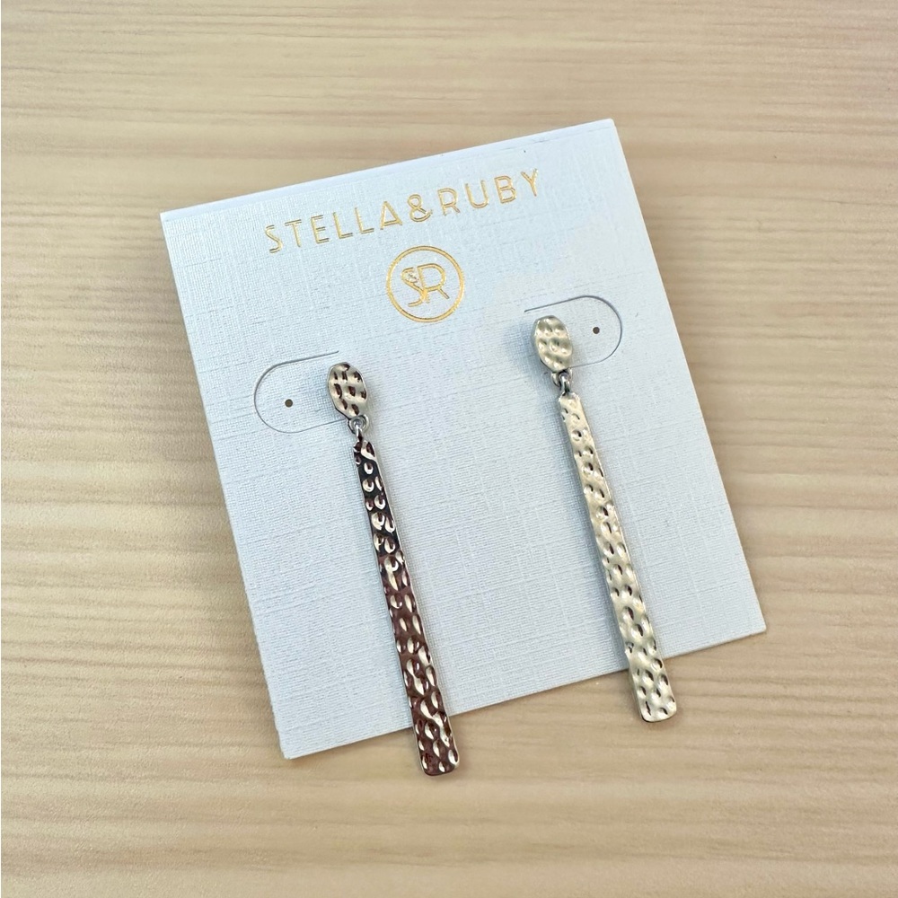 Stella & Ruby - Hammered Drop Earrings